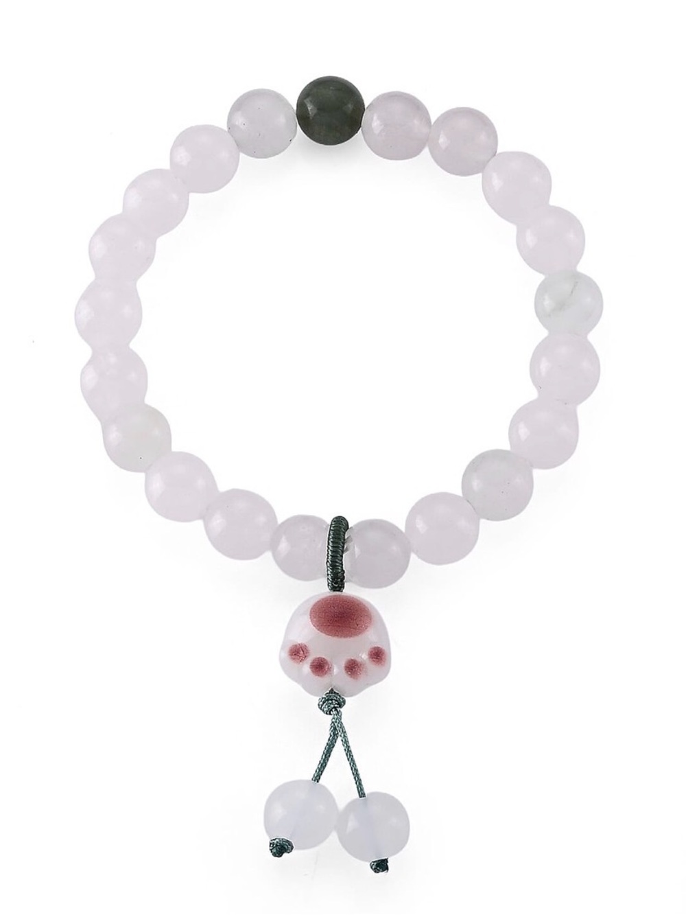 Green and white jade stretch bracelet
